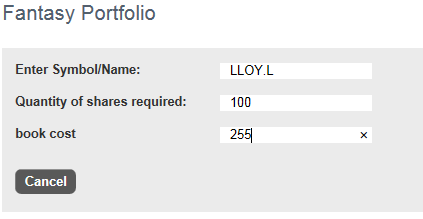 Fantasy portfolio add position