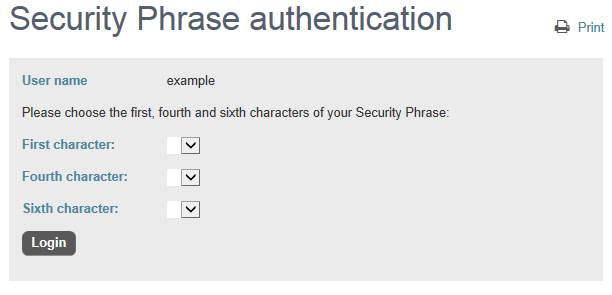 Security Phrase authentication