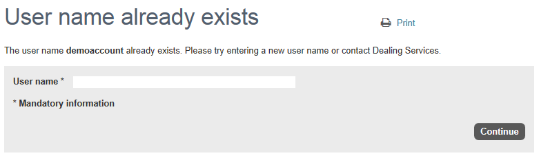 Username already exists